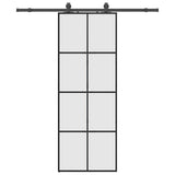 Porta Scorrevole con Ferramenta Nera 76x205 cm in Vetro ESG
