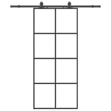 Porta Scorrevole con Ferramenta Nera 90x205 cm in Vetro ESG