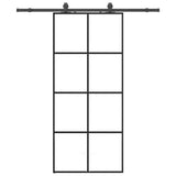 Porta Scorrevole con Ferramenta Nera 90x205 cm in Vetro ESG