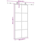 Porta Scorrevole con Ferramenta Nera 90x205 cm in Vetro ESG