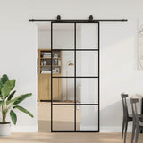 Porta Scorrevole con Ferramenta Nera 90x205 cm in Vetro ESG