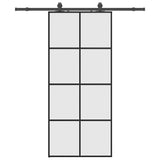 Porta Scorrevole con Ferramenta Nera 90x205 cm in Vetro ESG