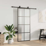 Porta Scorrevole con Ferramenta Nera 90x205 cm in Vetro ESG