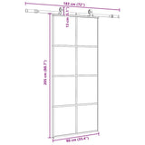 Porta Scorrevole con Ferramenta Nera 90x205 cm in Vetro ESG