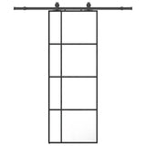 Porta Scorrevole con Ferramenta Nera 76x205 cm in Vetro ESG
