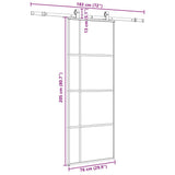 Porta Scorrevole con Ferramenta Nera 76x205 cm in Vetro ESG
