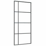 Porta Scorrevole con Ferramenta Nera 90x205 cm in Vetro ESG