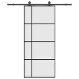 Porta Scorrevole con Ferramenta Nera 90x205 cm in Vetro ESG