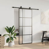 Porta Scorrevole con Ferramenta Nera 90x205 cm in Vetro ESG