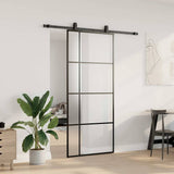 Porta Scorrevole con Ferramenta Nera 90x205 cm in Vetro ESG