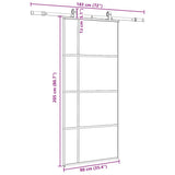 Porta Scorrevole con Ferramenta Nera 90x205 cm in Vetro ESG