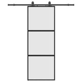 Porta Scorrevole Set Ferramenta Nera 76x205 cm Vetro Temperato