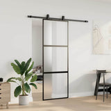Porta Scorrevole Set Ferramenta Nera 76x205 cm Vetro Temperato