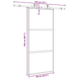 Porta Scorrevole Set Ferramenta Nera 90x205 cm Vetro Temperato