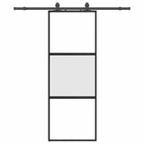 Porta Scorrevole Set Ferramenta Nera 76x205 cm Vetro Temperato