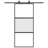 Porta Scorrevole Set Ferramenta Nera 90x205 cm Vetro Temperato