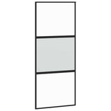 Porta Scorrevole Set Ferramenta Nera 90x205 cm Vetro Temperato