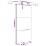 Porta Scorrevole Set Ferramenta Nera 90x205 cm Vetro Temperato