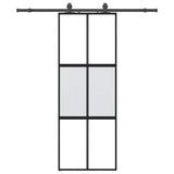 Porta Scorrevole Set Ferramenta Nera 76x205 cm Vetro Temperato