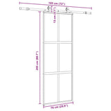 Porta Scorrevole Set Ferramenta Nera 76x205 cm Vetro Temperato