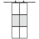 Porta Scorrevole Set Ferramenta Nera 90x205 cm Vetro Temperato