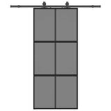 Porta Scorrevole Set Ferramenta Nera 90x205 cm Vetro Temperato