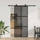 Porta Scorrevole Set Ferramenta Nera 90x205 cm Vetro Temperato