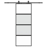 Porta Scorrevole Set Ferramenta Nera 76x205 cm Vetro Temperato