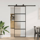 Porta Scorrevole Set Ferramenta Nera 76x205 cm Vetro Temperato
