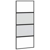 Porta Scorrevole Set Ferramenta Nera 90x205 cm Vetro Temperato