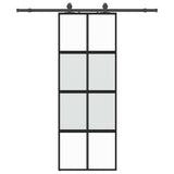 Porta Scorrevole Set Ferramenta Nera 76x205 cm Vetro Temperato