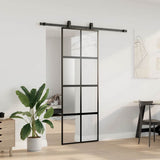 Porta Scorrevole Set Ferramenta Nera 76x205 cm Vetro Temperato