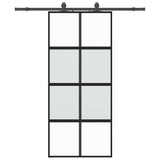 Porta Scorrevole Set Ferramenta Nera 90x205 cm Vetro Temperato