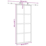 Porta Scorrevole Set Ferramenta Nera 90x205 cm Vetro Temperato