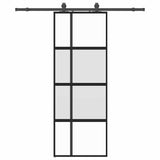 Porta Scorrevole Set Ferramenta Nera 76x205 cm Vetro Temperato