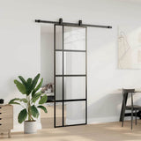 Porta Scorrevole Set Ferramenta Nera 76x205 cm Vetro Temperato