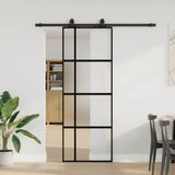 Porta Scorrevole Set Ferramenta Nera 76x205 cm Vetro Temperato