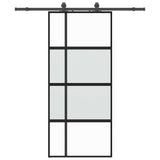 Porta Scorrevole Set Ferramenta Nera 90x205 cm Vetro Temperato