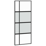 Porta Scorrevole Set Ferramenta Nera 90x205 cm Vetro Temperato