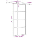 Porta Scorrevole Set Ferramenta Nera 90x205 cm Vetro Temperato