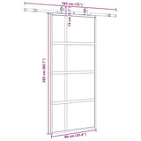 Porta Scorrevole Set Ferramenta Nera 90x205 cm Vetro Temperato