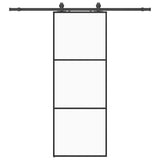Porta Scorrevole con Ferramenta Nera 76x205 cm in Vetro ESG