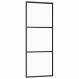 Porta Scorrevole con Ferramenta Nera 76x205 cm in Vetro ESG