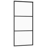 Porta Scorrevole con Ferramenta Nera 90x205 cm in Vetro ESG