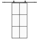 Porta Scorrevole con Ferramenta Nera 90x205 cm in Vetro ESG