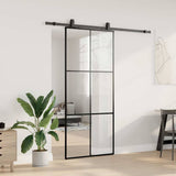 Porta Scorrevole con Ferramenta Nera 90x205 cm in Vetro ESG