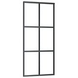 Porta Scorrevole con Ferramenta Nera 90x205 cm in Vetro ESG