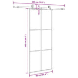 Porta Scorrevole con Ferramenta Nera 90x205 cm in Vetro ESG