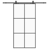 Porta Scorrevole con Ferramenta Nera 102x205 cm in Vetro ESG