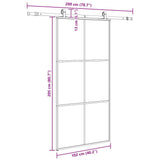 Porta Scorrevole con Ferramenta Nera 102x205 cm in Vetro ESG